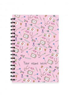 Notesbog Spiral A5 Medicinske symboler Pink