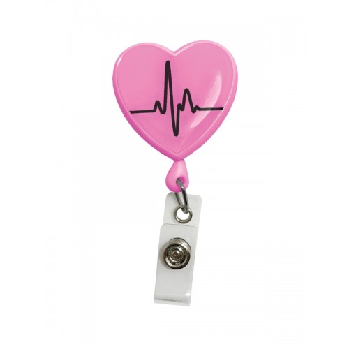 Retracteze ID-Holder Hjerte EKG Pink